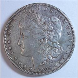 1904S Morgan $  undipped  BORDERLINE AU  40% luster