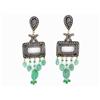 Image 1 : 18k Gold and Silver Earrings with Emeralds & Diamonds