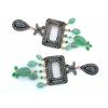 Image 2 : 18k Gold and Silver Earrings with Emeralds & Diamonds