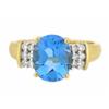 Image 2 : 14k Yellow Gold Ring with Topaz and Diamonds