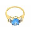 Image 3 : 14k Yellow Gold Ring with Topaz and Diamonds