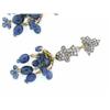 Image 3 : 18k Gold and Silver Earrings with Diamonds and Sapphire