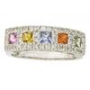 Image 1 : 18k White Gold Ring with Diamonds and Gemstones