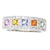 Image 2 : 18k White Gold Ring with Diamonds and Gemstones