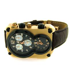 Croton CC311291BRBK Men's Black Dual Time Dial Chronograph Watch