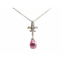 18k White Gold Necklace with Topaz Drop Pendant