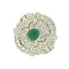 Image 2 : 18k White Gold Ring with Diamonds and Emerald