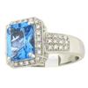 Image 2 : 18k White Gold Diamond Ring with Blue Topaz