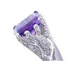 Image 3 : 14k White Gold Rings with Amethyst and Diamonds