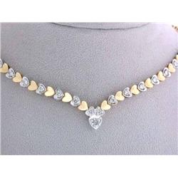 14k Two Toned Gold Diamond Heart Necklace
