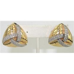 14K Two-Toned Gold Diamond Earrings