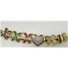Image 2 : 14K Yellow Gold Diamond & Multi-color Stone Necklace
