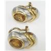 Image 2 : 18K Two-Toned Gold Citrine Earrings