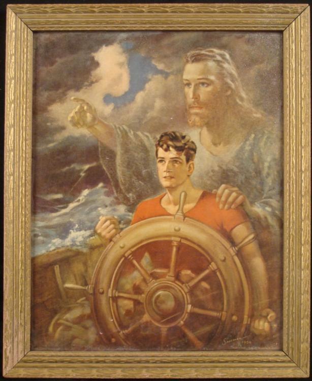Jesus Pilot Sallman Vintage Jesus Print Framed: Christ Our Pilot