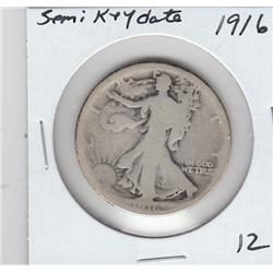KEY SEMI DATE 1916 WALKING LIBERTY HALF