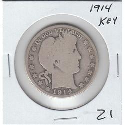 KEY DATE 1914 BARBER HALF 50 c SILVER