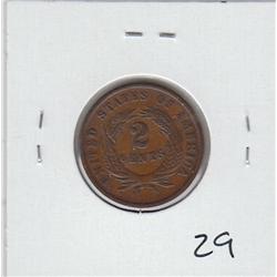 1864 2 c CENT PIECE LARGE MOTTO
