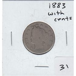 1883 V LIBERTY NICKEL WITH CENTS