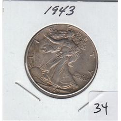 1943 SILVER WALKING LIBERTY SHARP DETAILS