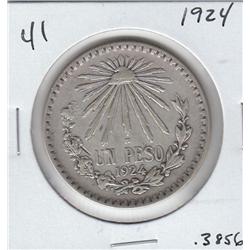 1924 1 PESO SILVER MEXICO 1924