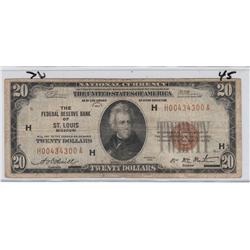 $20 NATIONAL CURRENCY FRBN FANCY SERIAL NUMBER REPEATER
