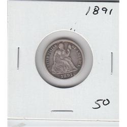 1891 SEATED DIME (VF) SILVER
