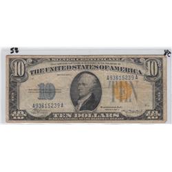 $10 NORTH AFRICA EMERGENCY ISSUE 1934 YELLOW SEAL