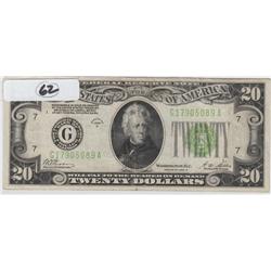 $20 REDEEMABLE IN GOLD 1928 GREEN SEAL FRN