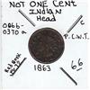 Image 1 : 1863 NOT ONE CENT INDIAN HEAD  CIVIL WAR TOKEN