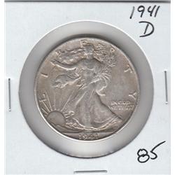 1941 D WALKING LIBERTY SILVER HALF NICE DETAILS