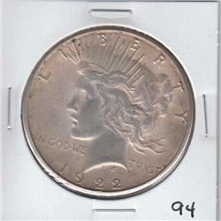 1922 SILVER PEACE DOLLAR HIGH GRADE