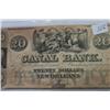 Image 1 : 1840's LARGE $20.00 CANAL NOTE