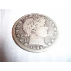 1894-S Silver Barber Half Dollar VG
