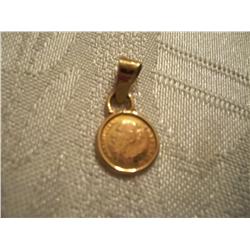 Miniature 22K Gold Maximillian Coin In 14K Gold Bezel