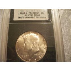 1968-D Silver Kennedy Half Dollar, MS-68