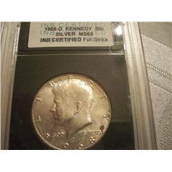 1968-D Silver Kennedy Half Dollar, MS-68