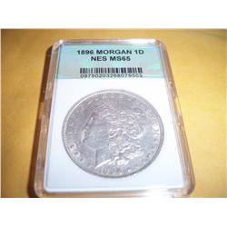 1896-P BU MORGAN SILVER DOLLAR MS-65 GRADED