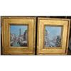 Image 1 : Pair 8 x 10 Oil on Board in Gold Gilt Frame Venetian Sc