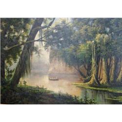 OIL ON CANVAS - ~Swamp Hunters~ Scene