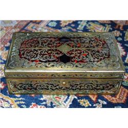 Pleasing French Boulle Style Brass Inlaid Box Circa 188