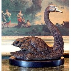 Delightful Bronze Sculpture Single Swan