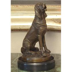 Outstanding Bronze Sculpture Seated Hound Dog