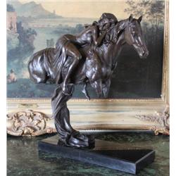 Enchanting Bronze Sculpture Lady on Horseback