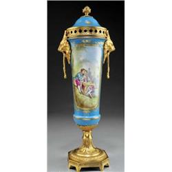 A French Sevres-Style Gilt Bronze-Mounted Lidded Vase