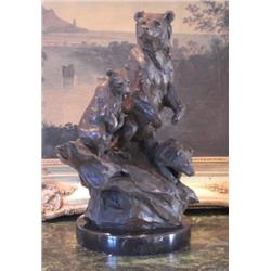 Glorious Bronze Sculpture Bear Family