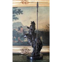 Enormous Bronze Bust Sculpture Indian Chief with Sp