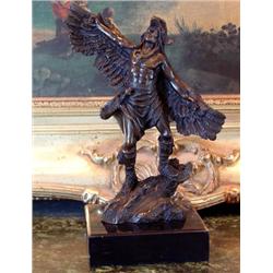 Fascinating Bronze Sculpture Native American Winged Wa