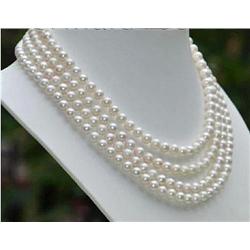 Elegant 4 string 7-8 mm white natural pearl necklace