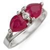 Image 1 : Genuine 2.05 ctw Ruby & Diamond Ring 10K White Gold - Retails for $820