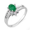 Image 1 : Genuine 1.03 ctw Emerald & Diamond Ring 10K White Gold - Retails for $980